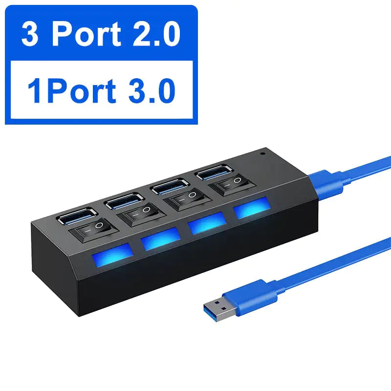 USB Hub 3.0 Hub Multi USB Splitter With Switch