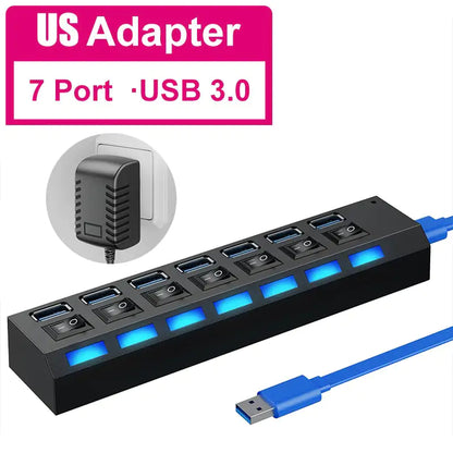 USB Hub 3.0 Hub Multi USB Splitter With Switch