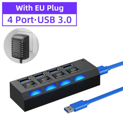 USB Hub 3.0 Hub Multi USB Splitter With Switch