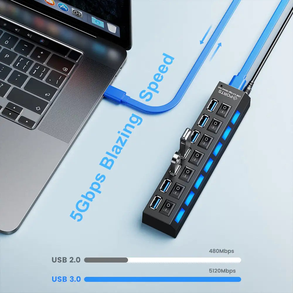 USB Hub 3.0 Hub Multi USB Splitter With Switch