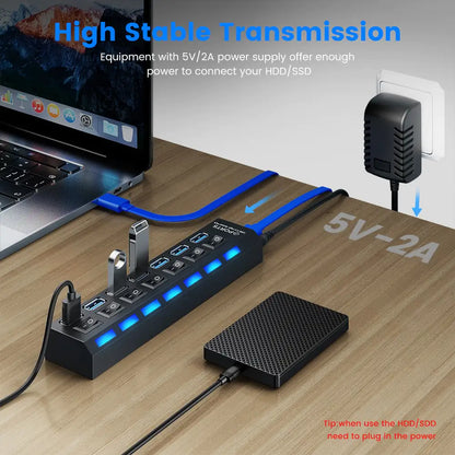 USB Hub 3.0 Hub Multi USB Splitter With Switch